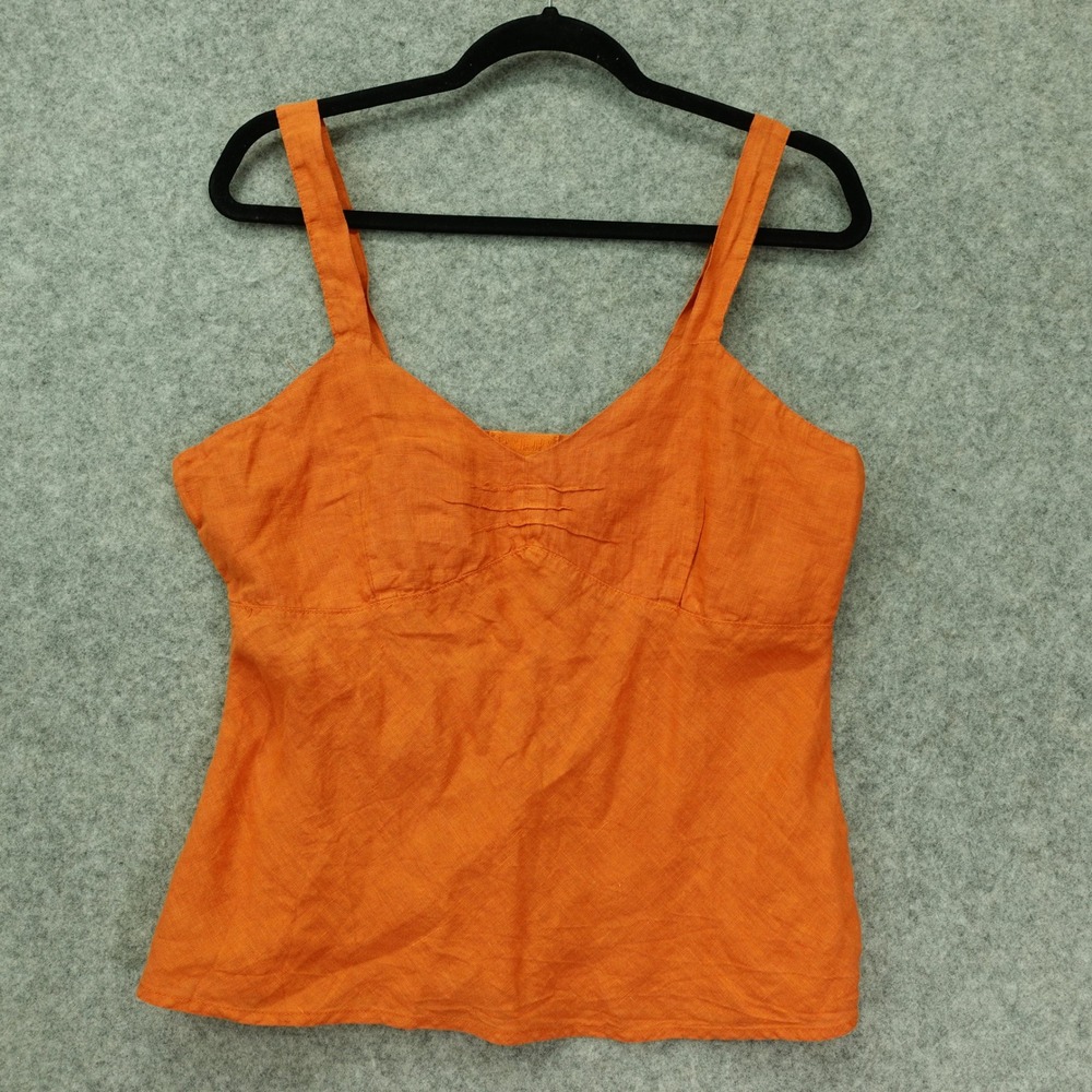 Vintage CP SHADES Linen Top Womens MEDIUM Burnt Orange Flax Y2K Fall Cami USA